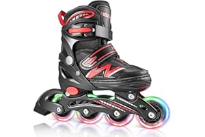 ‎HOZZEN Hozzen Inline Skates Kinder, Verstellbar Inliner für Kinder, Inliner für Mädchen und Jungen, Inline Skates Rollschuhe mit Glow-in-The-Dark-Rädern, Rollerblades kinder für den Innen und Außenbereich