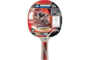 Donic-Schildkroet, Donic-Schildkröt Racchetta da Ping Pong Legends 600, Impugnatura Ergo, Spugna da 1,8 mm, Legno FSC, Gomma Prestige-ITTF, 724416