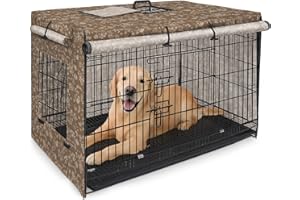 Bienbee Dog Crate Cover, 36 inches Windproof Crate Covers for Dog Cages Breathable Dogs Kennel Covers Double Sided Zipper Cages Cover for Wire Cage Indoor Outdoor Protection,Brown