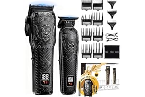 BESTBOMG Professional Cordless Mens Hair Clippers & Beard Trimmer Kits & Sets,Metal Hair Clippers Cutting Grooming Kit with Long Battery Life for Family Barber Use (Black)
