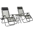 Amazon Basics Zero Gravity Chair with Side Table for Relaxing with Cup Holders, Reclining,Foldable, Alloy Steel, Set of 2, Black