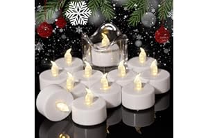 Auralome 12 Bougies Chauffe-Plat LED: Sans Feu Flamme Vacillante Électronique Fausse Chauffe-Plat à Piles Mini Bougie LED 200+ Heures Réaliste Idéales pour Célébrations Noël Festivals Décoration