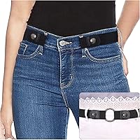 No Buckle Ladies Elastic Belt for Women Mens Invisible Jeans Pants Dress Stretch Waist Belt up to 48" Christmas Gift by...