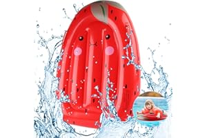 Bodyboard Inflable, FainFun Tabla Surf Niños Playa Hinchable, Tabla Hinchable Niños, Tabla de Surf Flotante, para la Playa Surf Natación Verano Agua Diversión, 75 x 50 CM, Fresa