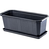KADAX Blumenkasten, Pflanzkasten mit Untersetzer, rechteckiger Blumentopf aus Kunststoff, Pflanzgefäß für Innen- und…