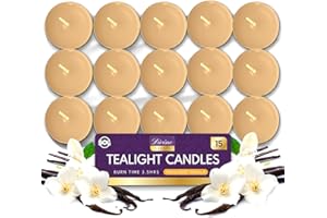 SOL 15pk Tea Light Candles Indulgent Vanilla – 3.5 Hour Burn Time, Scented Tea Lights Candles, Long-Lasting & Ideal Home Decor, Relaxation, Romantic Dinners, Weddings, Cosy Evenings & Special Occasion
