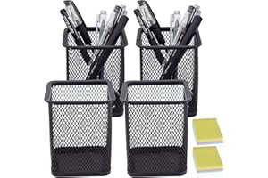 DARUITE Stiftehalter Schreibtisch, 4 Stück Stiftebecher,Metall Stifthalter,Stifteköcher Multifunktions,Pencil Holder Kinder,Organizer Büroorganizer Bürobedarf Becher für Stifte(Schwarz)