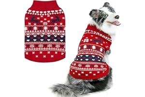 PUPTECK Christmas Dog Jumpers - Soft Warm Outfit Dog Sweaters Cold Weather Knitted Clothes for Small Medium Large Dogs Winter Wearing Costume, Neck 36cm, Chest 56cm, Back 41cm
