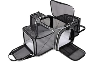 BAGLHER Cat Carrier Bag,Airline Approved Pet Carrier Soft Side Pet Travel 5 Sides Open Doors 3 Sides Expandable Foldable Dog Carrier with Fleece Pad