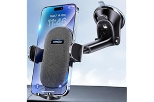 APPS2Car Soporte Móvil Coche, [Ultra Potente Ventosa], Soporte Universal para Teléfono en Parabrisas y Salpicadero, Soporte Móvil para Coche Antivibración con Brazo Ajustable y Giro de 360°