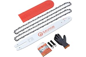 SAVIOR 2-pack Sägeketten mit 35 cm Kettensägen Schwert & Schwertschutz, Ersatzkette 3/8"LP 1,3 mm 50 TG, Kompatibel mit Stihl MS180 MS181 MS210 MS230 MS231 und mehr