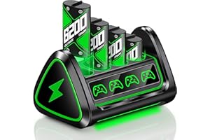 FANXIEAST High-Capacity 4x6200 mWh Rechargeable Battery Pack for Xbox Series X/S Controller,Xbox Controller Battery Pack with Charging Dock for One/S/X/Elite,Rechargeable Batteries with Type-C & LED Light