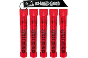 ‎NICO EUROPE Bengalfeuer je 5 Stück in Rot Blau Gelb Grün Orange Pink Weiß von NICO Europe mit Anhänger (Rot)