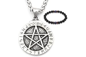 Gungneer Pentagram Wicca Star Necklace Pendant Stainless Steel Chain Protection Talisman Pagan Jewelry Accessory