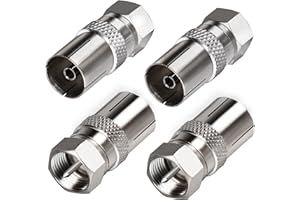 TUOLNK TV Aerial Connector F Male to TV Female TV Aerial Socket Coax Adapter for Aerial Cables Satellite Cables 9.5TV Female to F Type Connector 4Pcs