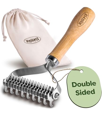 Kam Professionele Hond Kam Roestvrijstalen Houten Handvat Strippen Mes Huisdier Haar Remover Grooming Tools Undercoat Borstels Haarkam (Size : Right