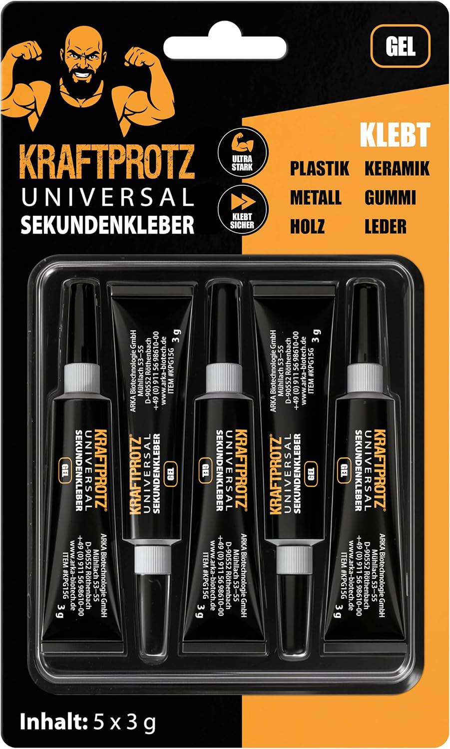 Technische Daten & Spezifikationen : Sekundenkleber Universal Gel 5 x 3 g - Kleber