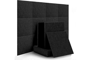 Rdutuok 12 Paneles Absorción Acústica 30 x 30 x 1 cm acústicos alta densidad Azulejos con bordes biselados, excelentes Para Estudio Grabación,Oficina,Decoración de pared (Negro)