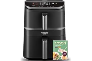 ‎COSORI COSORI Airfryer, Heißluftfritteuse 2 Kammern, 10,8L Heissluftfritteuse mit TurboBlaze-Technologie, ultra knusprig & perfekt für Brot, inkl. Rezeptheft & Grillrost