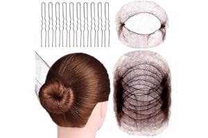 TIAMORPH 20pcs Hair Nets for Buns,Invisible Hair Bun Net, 50cm Elastic Hair Bands with Elastic Edge Mesh 40 Pieces U Shaped Pins Ballet Hair Net for Girls Dancers Women(brown)