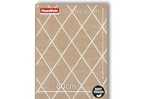 ‎FLOORDIREKT Floordirekt Teppich-Läufer Cosenza | Modernes Rauten-Design | Hochwertige Verarbeitung | Rutschhemmender Gelrücken | Erhältlich in 5 Farben & vielen Größen (80 x 300 cm, Beige)