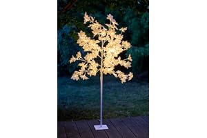 Northpoint LED-träd med 120 vita blommor vackert varmt vitt ljus 150 m höjd timer integrerad 5 m strömkabel inklusive markpin