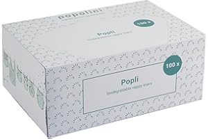 Popolini Windeleinlagen Popli Windelvlies für Stoffwindeln, 100 Blatt, Weiß, 24 x 34 cm, Einweg, 0-10 kg