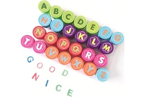 Bestele Alphabet Stamp Set for Kids, 26 Pcs Rubber ink Washable Stampers Seal for Children Party Favor,School Prizes,Birthday Gift,Learn Props