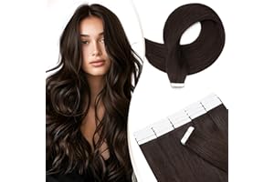 Elailite Tape in Hair Extensions Real Human Hair 20 Pcs 30g - Thin Type - Seamless Skin Weft Remy Hair Extension (#2 Dark Brown, 14 Inch)