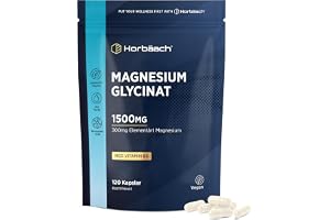 Magnesiumglycinat Tabletter 1500mg - 120 Veganska Tabletter | 300 mg Elementärt Magnesium - Hög Dos - Magnesium Glycinate Supplement - av Horbaach