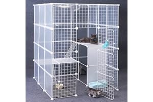 MELEG OTTHON Katzenkäfig, DIY Kleintierkäfig für Kaninchen, Meerschweinchen, Welpen, Haustierprodukte, tragbarer Metalldraht, Yard Zaun (vierlagig) (4c3l3pjingmian)