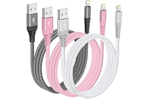 Ofuca iPhone Charger Cable, [3Pack 6FT/1.8m] iPhone Charger Fast Charging Nylon Braided USB A to Lightning Cable Compatible with 14 13 12 11 Pro Max XS XR X 8 7 Plus 6S 5 SE