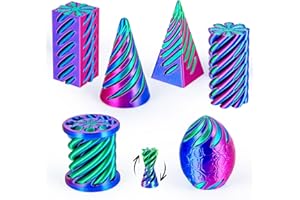 dikale 6 Packungen Spirale Fidget Kegel 3D gedruckt Spielzeug Set, Flexible Pyramide Passthrough für Stressabbau, Kinder Erwachsene Schreibtisch Spielzeug, Rosenrot & Dunkelblau & Grün