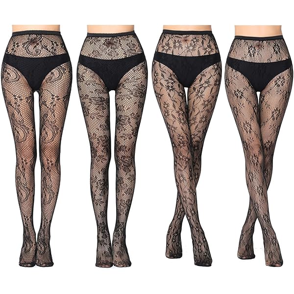 ANDIBEIQI 4 paar netpanty's voor dames met diamanten, fijne