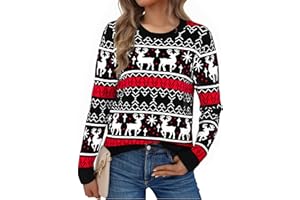 Litherday Pull de Noël Femme Hiver Chaud Manche Longue Pullover Tops
