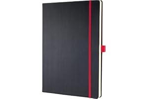 ‎SIGEL SIGEL CO660 Premium Notizbuch kariert, A4, Hardcover, schwarz, rot, aus nachhaltigem Papier - Conceptum - mit Seitenzahlen, Inhaltsverzeichnis, Stiftschlaufe, Falttasche