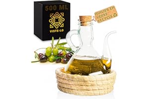 VISTE-LO Huilier en Verre pour Huile d'olive | Distributeur Huile d'olive | Bouteille Recipient pour huiles vinaigre | Bouteille Huile Olive Bec verseur Huile d'olive vinaigrier cuisine (500 ML PANIER)