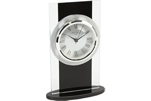 WATCHING CLOCKS Wm.Widdop Stylish Black & Clear Glass Mantel Clock