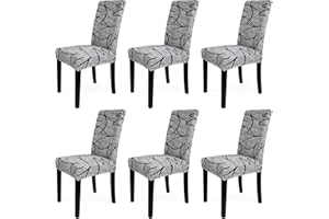 LAYACK Housse de Chaise, 6 Pieces Extensible Amovible Lavable Moderne Couverture de Chaise pour Salle à Manger Slipcover-Décoration Bouquet de Mariage, Hôtel, Restaurant