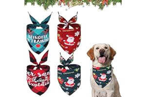 ZEYOU Lot de 4 Bandana Chien, Deguisement Chien Noel Deguisement Noel Chien Déguisement Chien Bandanas pour Chiens Cadeau pour Chien