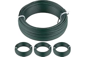 AMAGABELI GARDEN & HOME 2.4MM X 50M X 4PCS Fil de Tension Rouleau de Fil de Fer Métallique Vert Enduit de PVC de Métal Revêtu de Plastifié Vert pour Clôture WR3 DA102