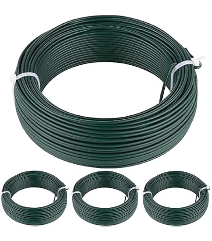 Fil De Fer PVC Vert 2.4mm X 100m - 2 Rouleaux Tension Clôture Jardin