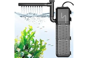 AQQA Aquarium Filter, Einstellbarer 800L/H Aquarium Schwammfilter, 9W Leiser Aquarium Filterpumpe für kleine Tank bis zu 250L