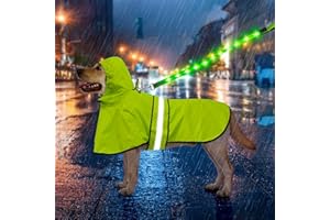 Weesiber Dog Coats Waterproof - Adjustable Dog Raincoat with Reflective Strip, Lightweight Rain Jacket for Small to X-Large Dogs (Large, Green)