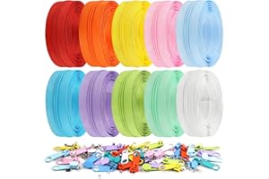 DOITEM #3 - Cremalleras de bobina de nailon de 28 m, juego de cremalleras sin fin con 40 deslizadores y cremallera para costura y manualidades, 10 colores