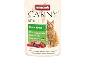 animonda Carny Adult Nourriture Humide pour Chats Adultes Sachets Frais Bœuf + Autruche 12 x 85 g