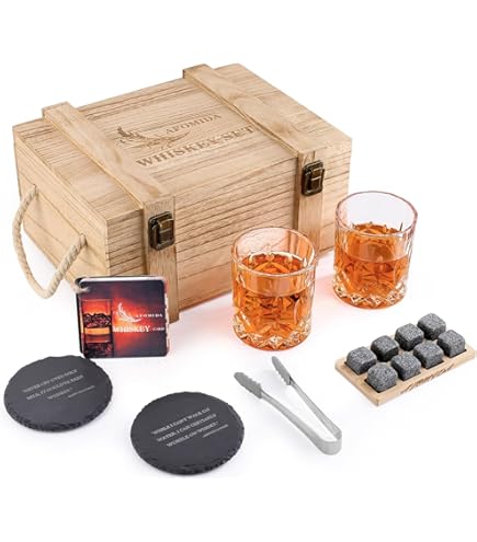 Rocks Whiskey Cadeauset – Karaf, 4 Glazen & Chilling Stones