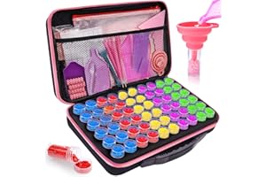 MUOIVG 5D Diamond Painting Zubehör Boxen,60 Fächer Diamond Painting Aufbewahrungsbox,mit tragbarer Eva-Box-Aufbewahrung mit Trichterplatte Trichter,DIY Handwerk mit Quick Point Stift,Pinzetten