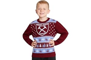 West Ham United FC Christmas Jumper Kids Teenagers Warm Cosy Football Xmas Jumper 7-14 Years - West Ham Gifts for Boys