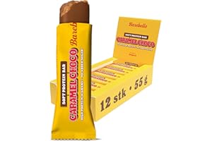 ‎BAREBELLS Barebells Soft Protein Riegel – 16g High Protein Bar, Zuckerarm, Eiweißriegel, Ohne Palmöl – Caramel Choco, 12 x 55